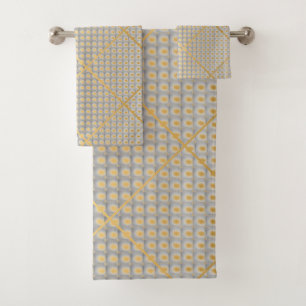 RETRO GOLD GRAY SPOT ABSTRAKT BADEZIMMER TOWEL BADHANDTUCH SET
