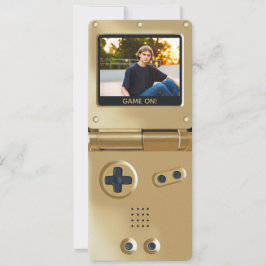 Retro Gold Handheld Gaming II Geburtstagseinladung Einladung