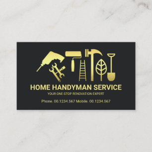 Retro Gold Handyman Tools Motif Visitenkarte