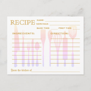 Retro-Gold-Konfetti-Junggesellinnenabschied-Rezept Postkarte