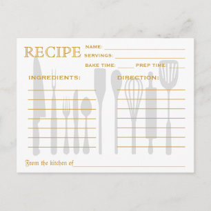 Retro-Gold-Konfetti-Junggesellinnenabschied-Rezept Postkarte