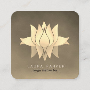 Retro Gold Lotus Yoga Medizin Vintag Quadratische Visitenkarte