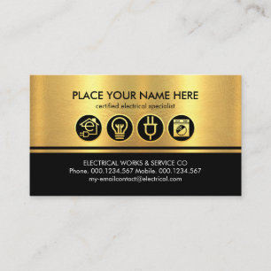 Retro Gold Schwarz gestreifte Letter E Elektrische Visitenkarte