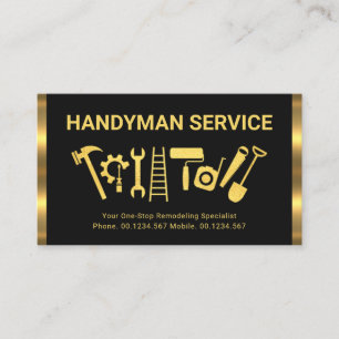 Retro Gold Stripes Handyman Tools Visitenkarte
