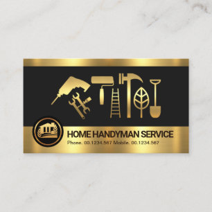 Retro Gold Stripes Handyman Tools Visitenkarte
