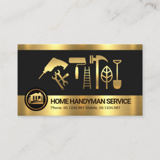 Retro Gold Stripes Handyman Tools Visitenkarte