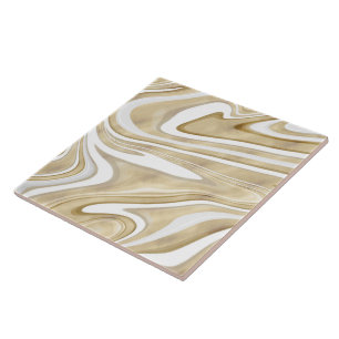 Retro Gold Swirl Liquid Painting Ästhetische Gesta Fliese