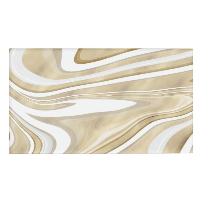 Retro Gold Swirl Liquid Painting Ästhetische Gesta Namenschild (Vorderseite)