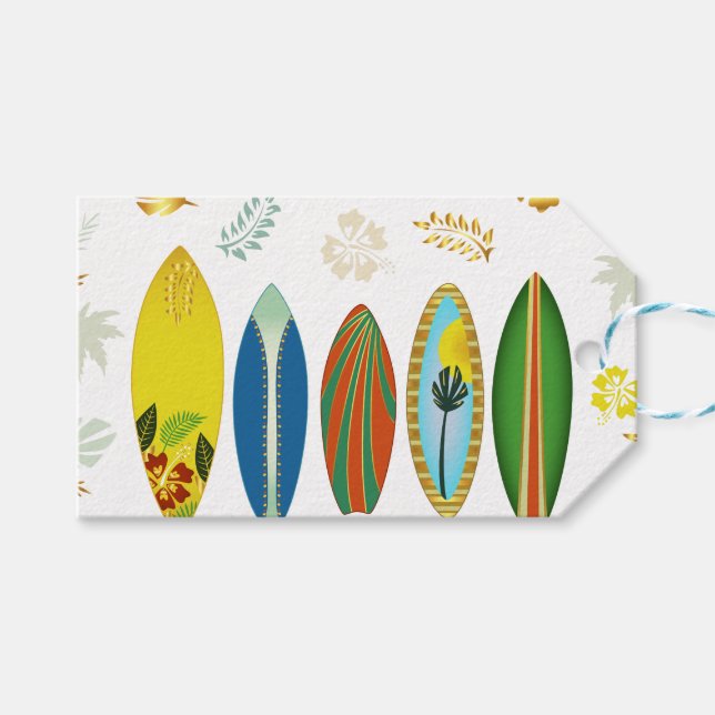 Retro Gold Tropical Coastboards Geschenkanhänger (Vorderseite (Horizontal))