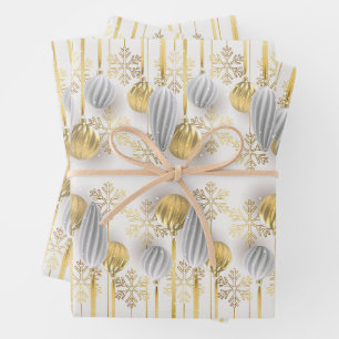 Retro Gold und Silber Weihnachtsschmuck Geschenkpapier Set