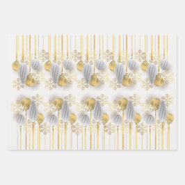 Retro Gold und Silber Weihnachtsschmuck Geschenkpapier Set