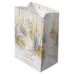 Retro Gold und Silber Weihnachtsschmuck Mittlere Geschenktüte
