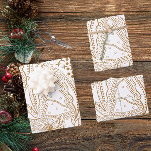Retro Gold und White Vintage Weihnachtsbaum Geschenkpapier Set