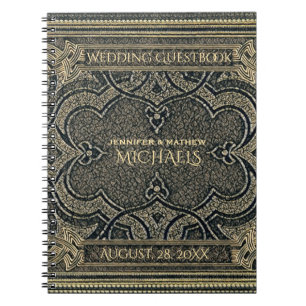 Retro Gold Vintag Look Gästebuch Notizblock