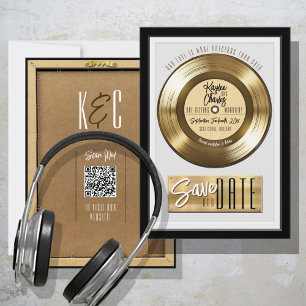 Retro Gold Vinyl Record Plaque Einmalige Hochzeit Save The Date