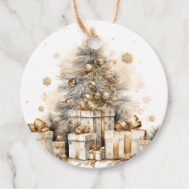 Retro Gold Weihnachtsbaum Geschenkanhänger