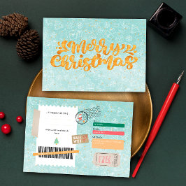 Retro Gold Weihnachtsmuster Ticket Geschenkgutsche