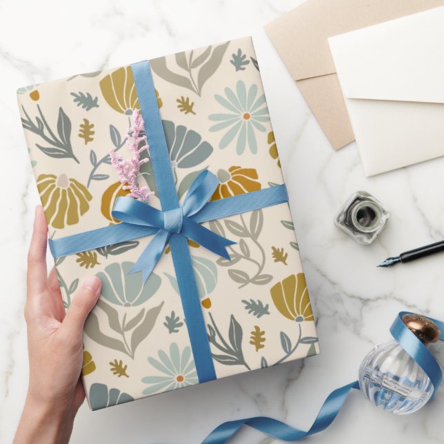 Retro Golden Daisies Geschenkpapier (Schenken)