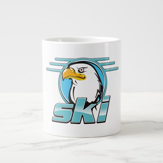 Retro Golden Eagle Ski Logo Jumbo-Tasse (Vorderseite)