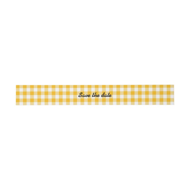 Retro Golden Gingham Einladung Bands Einladungsbanderole (Flach)