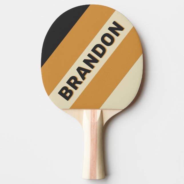 Retro Golden Horizon Bold Streifen mit Namen Tischtennis Schläger (Vorderseite)