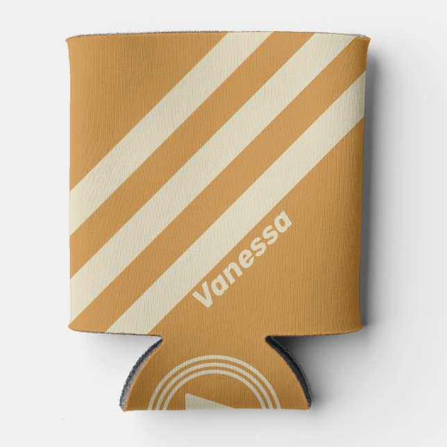 Retro Golden Horizon Drei Streifen mit Namen Dosenkühler (Vorderseite)