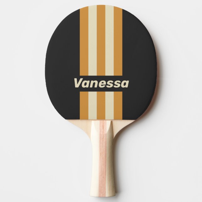 Retro Golden Horizon Pin Stripes with Name Tischtennis Schläger (Vorderseite)