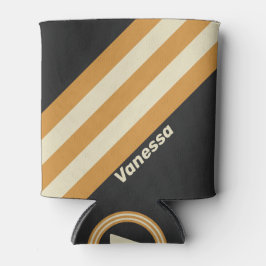 Retro Golden Horizon Stripes with Name Dosenkühler