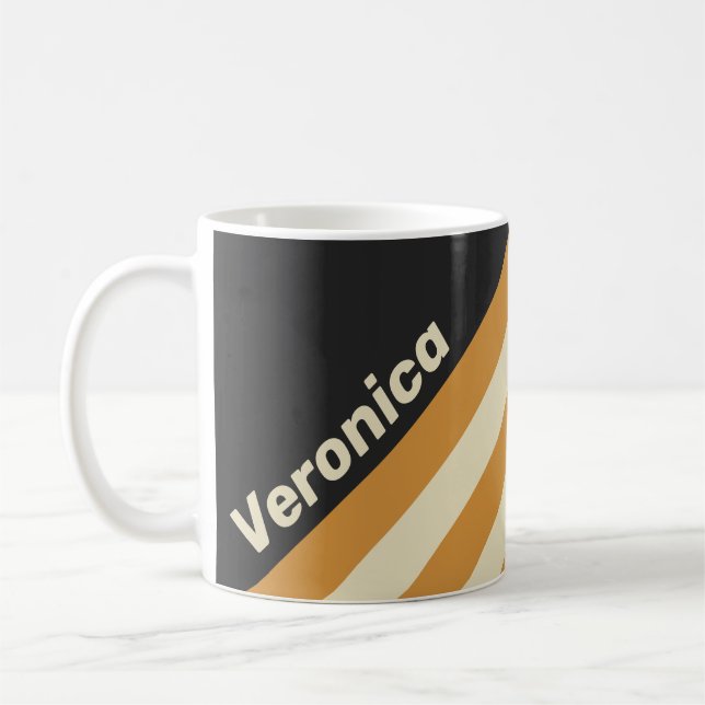 Retro Golden Horizon Stripes with Name Kaffeetasse (Links)