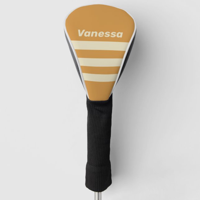 Retro Golden Horizon Three Across Stripe with Name Golf Headcover (Vorderseite)
