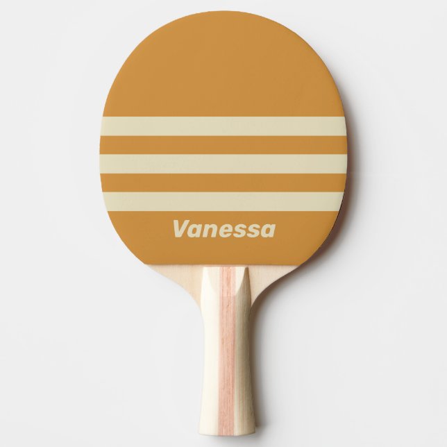 Retro Golden Horizon Three Across Stripe with Name Tischtennis Schläger (Vorderseite)