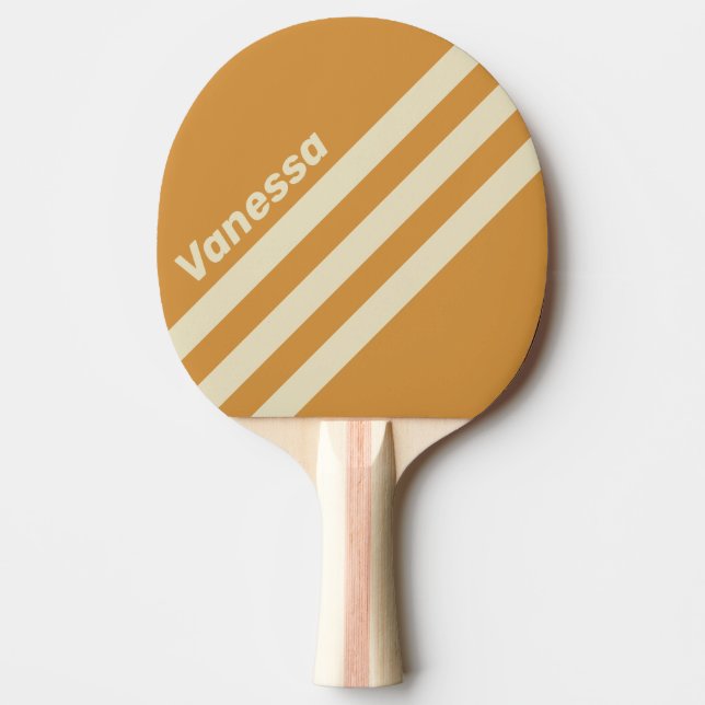 Retro Golden Horizon Three Angled Stripe with Name Tischtennis Schläger (Vorderseite)
