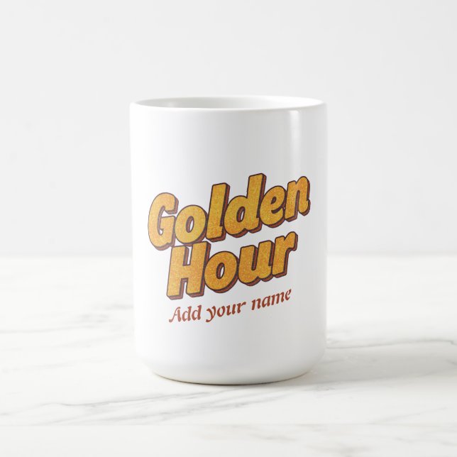 Retro Golden Hour - 90er Ästhetik Groovy Typograph Kaffeetasse (Mittel)