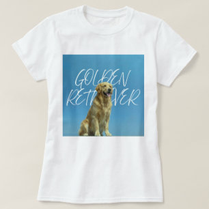 Retro Golden Retriever Blick nach oben in den blau T-Shirt