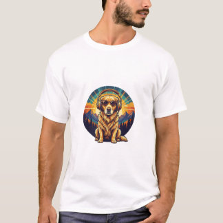 Retro Golden Retriever Sonnenuntergang T-Shirt