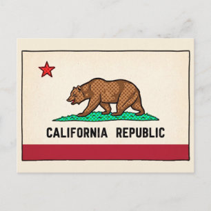 Retro Golden State Bär Kalifornische Republik Feiertagspostkarte