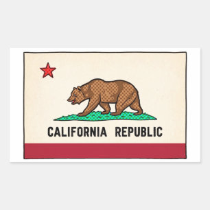 Retro Golden State Bear Kalifornische Republik Rechteckiger Aufkleber