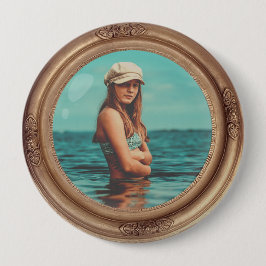 Retro Golden Stylish Portrait Foto Display Button