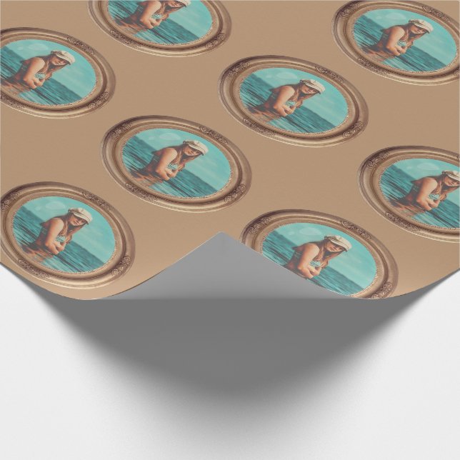 Retro Golden Stylish Portrait Foto Display Geschenkpapier (Ecke)