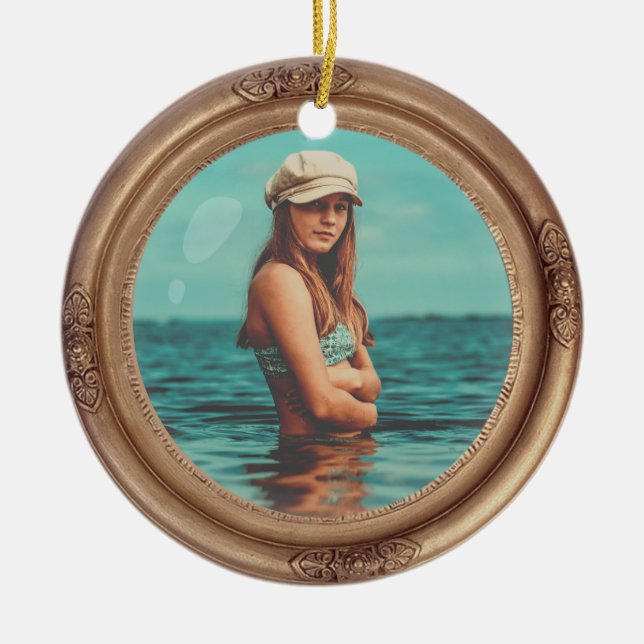 Retro Golden Stylish Portrait Foto Display Keramik Ornament (Vorne)