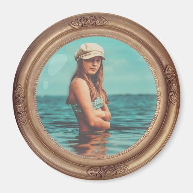 Retro Golden Stylish Portrait Foto Display Magnet (Vorne)