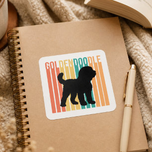 Retro Goldendoodle Hund Silhouette Quadratischer Aufkleber