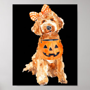 Retro Goldendoodle Kürbis Jack O Lantern Poster