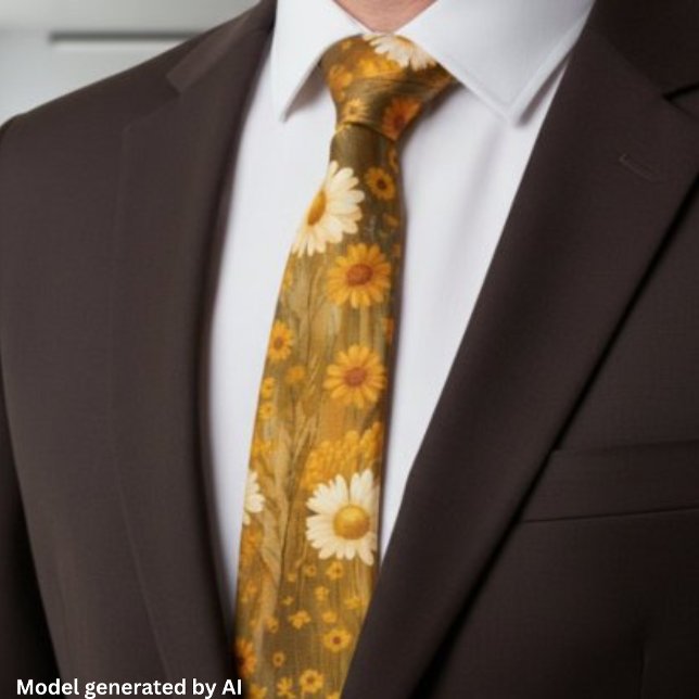 Retro-Goldene Wiesenblumen - Rustikaler Herbst Krawatte (Von Creator hochgeladen)