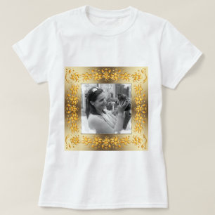Retro goldener mit Blumenrahmen. Ihr Foto T-Shirt