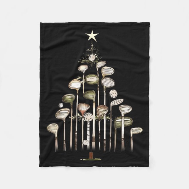 Retro Golf Club Christmas Tree Golfing Xmas Golfer Fleecedecke (Vorderseite)