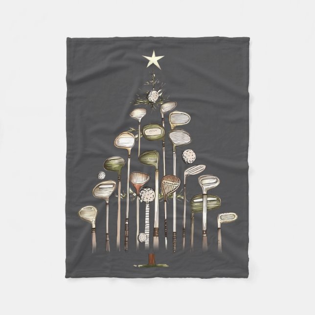 Retro Golf Club Christmas Tree Golfing Xmas Golfer Fleecedecke (Vorderseite)