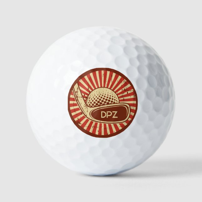 Retro Golf Club Mit Monogramm Golfball (Vorderseite)