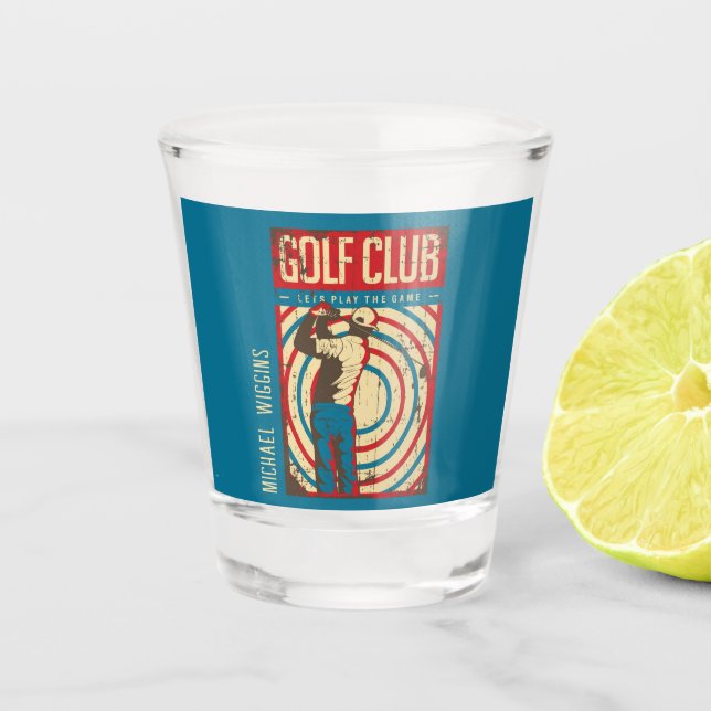 Retro Golf Club Personalisiert Schnapsglas (Vorderseite)