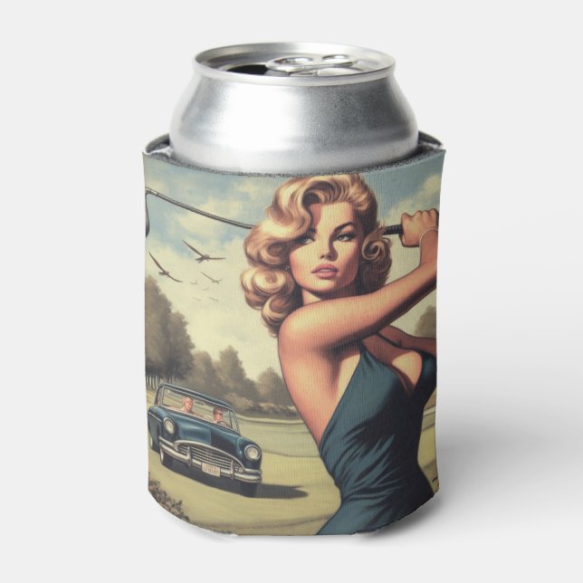Retro Golf Girl Dosenkühler (Kanne Vorderseite)